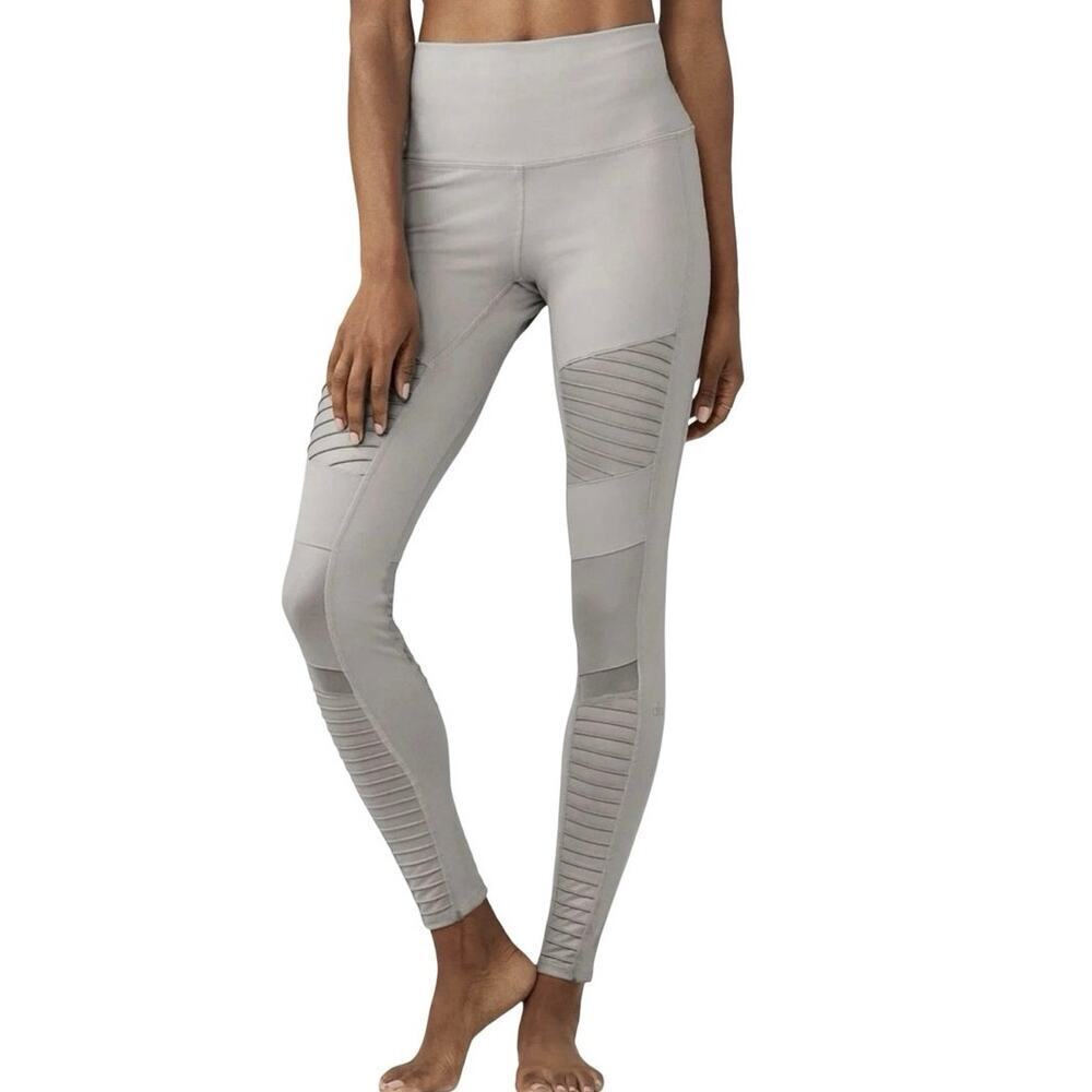 Alo Women’s Moto Leggings Light Gray Size Large